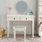 Modern Style Pine White Rectangular 4 Legs Dressing Table with 2 Drawers