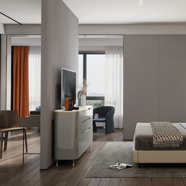 6-schüchternen Holz Sideboard moderner Tisch mit Steinarbeitsplatte für Wohnzimmer