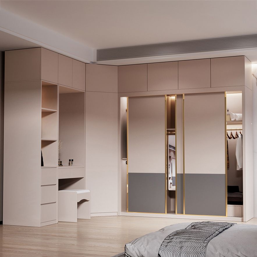 Guardaroba in legno ingegnerizzato armadio moderno in stile moderno con specchio