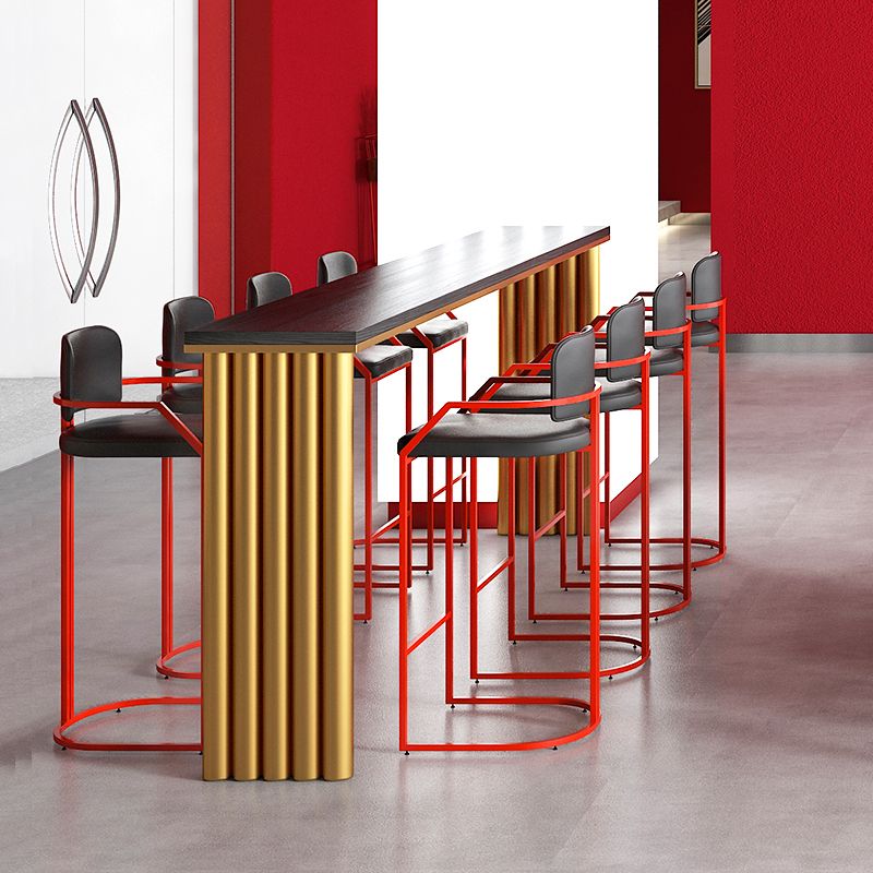 Black Top Bar Dining Table Traditional Luxury Rectangle Bar Table with Sled Base Clearhalo 'Bar Furniture' 'Bar Tables' 'bar_tables' 'furn' 'furn_bar_tables' 'Furniture' 'Kitchen & Dining Furniture' 1200x1200_a7e3a3db-5332-4ea6-846e-7e66a9154124