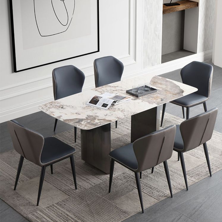Modern Sintered Stone Top Dining Set Rectangle 1/4/5/7 Pieces Dining Room Table Set Clearhalo 'Dining Room Sets' 'Dining Tables & Seating' 'dining_room_set' 'furn' 'furn_dining_room_set' 'Furniture' 'furniture_dining_room_set' 'Kitchen & Dining Furniture' 1200x1200_a7e3c113-a1bc-42e6-afe2-4cd8e78ef4ca