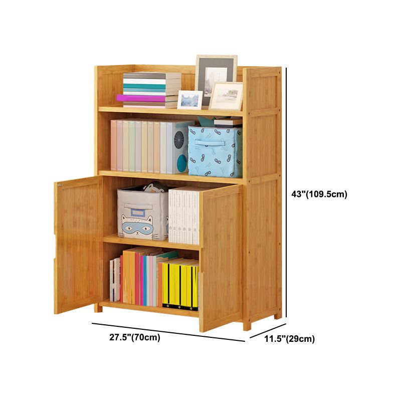 Modern Vertical Wood Book Shelf Brown Closed Back Shelf Bookcase for Study Room