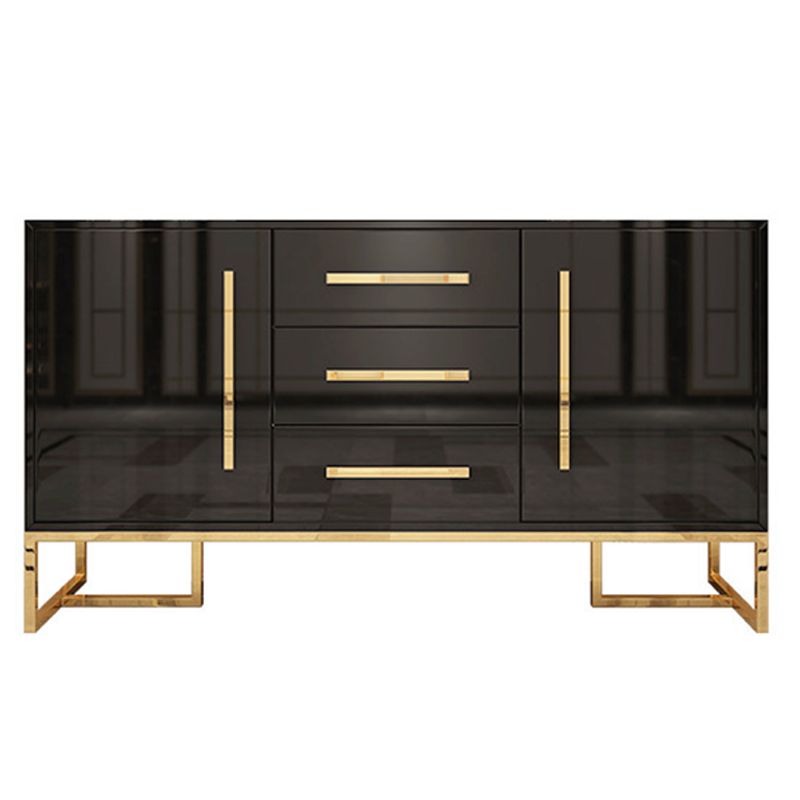 Glam Sideboard Buffet 3 Drawers and 2 Doors Cabinets Matte High Gloss Sideboard Clearhalo 'buffet_sideboard' 'Buffets & Sideboards' 'furn' 'furn_buffet_sideboard' 'Furniture' 'Kitchen & Dining Furniture' 1200x1200_a7e50bcc-4ac5-4d73-88ea-bad15b3d2386