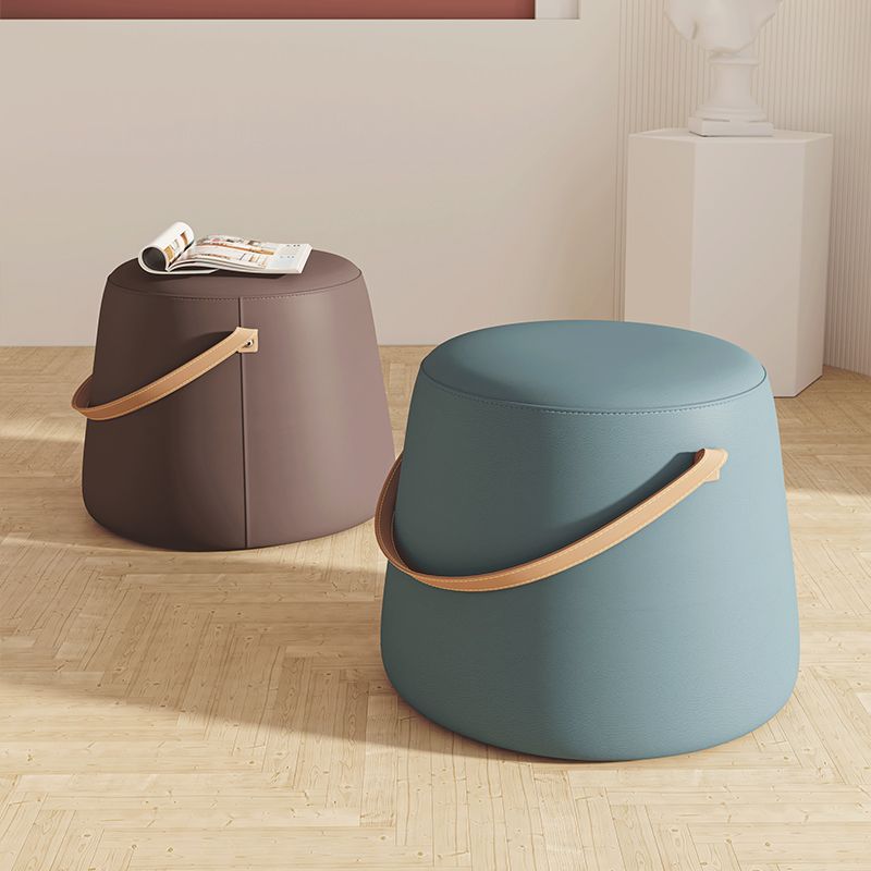 Stylish Round Ottoman Pure Color Faux Leather Water Resistant Standard Ottoman Clearhalo 'furn' 'furn_ottomans_poufs' 'Furniture' 'Living Room Furniture' 'Ottomans & Poufs' 'ottomans_poufs' 1200x1200_a7e5cd8a-8a81-4cc0-8a40-772d9c98bf90