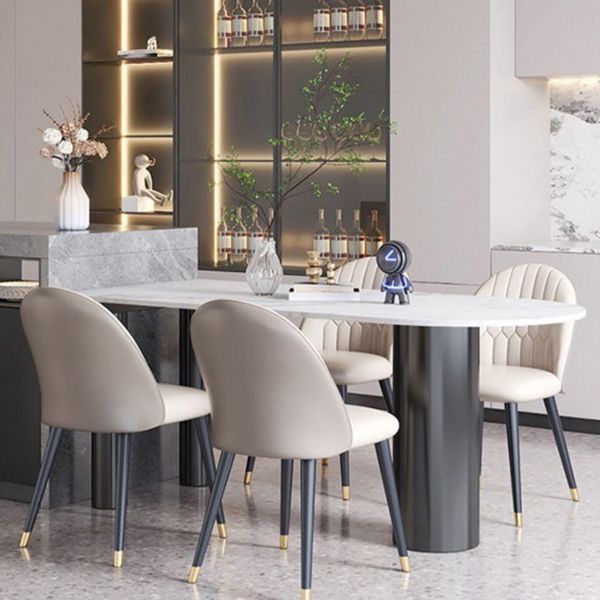 Sintered Stone White Tone Dining Table Simplicity 3 Legs Table for Dining Room Clearhalo ' dining_table' 'Dining Tables & Seating' 'Dining Tables' 'furn' 'furn_dining_table' 'Furniture' 'furniture_dining_table' 'Kitchen & Dining Furniture' 'kitchen&dining_furn' 'kitchen' 'kitchen_dining_table' 1200x1200_a7e708f6-623f-4f95-ba3b-e12b107f95a6