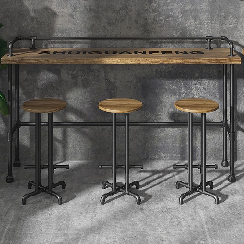 Industrial Wood Pub Table with Rectangle Table Top Black Trestle Table - 42" H Clearhalo 'Bar Furniture' 'Bar Tables' 'bar_tables' 'furn' 'furn_bar_tables' 'Furniture' 'furniture_bar_tables' 'Kitchen & Dining Furniture' 1200x1200_a7e8063e-ce18-4739-b3b6-560707dd3186
