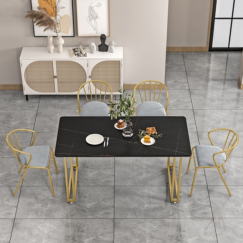 Nordic 1/5/7 Pieces Dining Set Rectangle Stone Dining Table for Kitchen