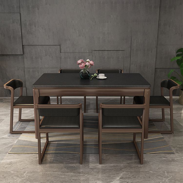 Stone Top Dinette Table with Ash Wood Legs Black Indoor Dining Table Clearhalo 'Dining Tables & Seating' 'Dining Tables' 'dining_table' 'furn' 'furn_dining_table' 'Furniture' 'Kitchen & Dining Furniture' 1200x1200_a7e9f6e3-31bb-4bc1-b958-969531709cec