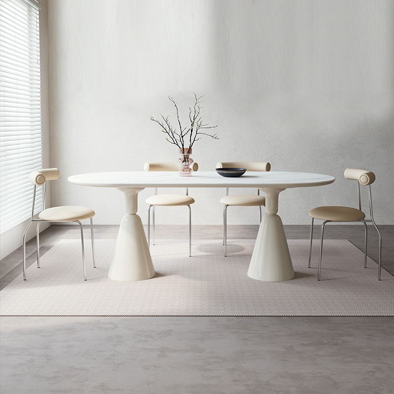 Modern Style Oval Table Set 1/4/5/7 Pieces Dining Set with Metal Legs