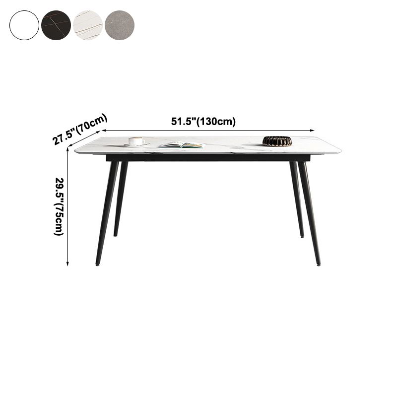 Rectangle Industrial Dining Room Table Sintered Stone Table with 4 Black Legs Clearhalo ' dining_table' 'Dining Tables & Seating' 'Dining Tables' 'furn' 'furn_dining_table' 'Furniture' 'furniture_dining_table' 'Kitchen & Dining Furniture' 'kitchen&dining_furn' 'kitchen' 'kitchen_dining_table' 1200x1200_a7ec79ee-f29f-4c59-8478-59375d0c68fa