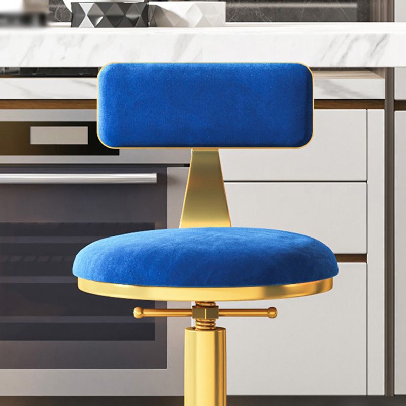 Glam Adjustable Rotatable Counter Stool Iron Kitchen Bar Stool with Velvet Cushion Clearhalo 'Bar Furniture' 'Bar Stools' 'bar_stools' 'furn' 'furn_bar_stools' 'furniture_bar_stools' 'Kitchen & Dining Furniture' 'kitchen&dining_furn' 'kitchen' 'kitchen_furn' Furniture' 1200x1200_a7ef5fae-d492-43ae-8435-fccdc00af8f2