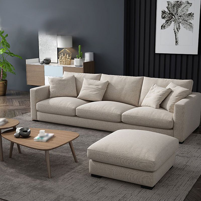Sponge/latex Seat Filling Imitation Leather & Cotton & Linen Upholstered Rectangular Sofa Clearhalo 'furn' 'furn_sofas' 'Furniture' 'furniture_sofas' 'kitchen' 'kitchen_sofas' 'Living Room Furniture' 'Sofa' 'sofas' 1200x1200_a7f2bc57-665f-4c03-a140-085bdf53639f