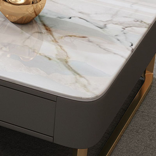 引き出し付きモダンな長方形のストーンコーヒーカクテルテーブル、47.2 "W x 23.6" d x 15.7 "h