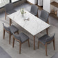 Modern Style 1/2/4/7 Pieces Dining Room Table Rectangle Stone Furniture in White