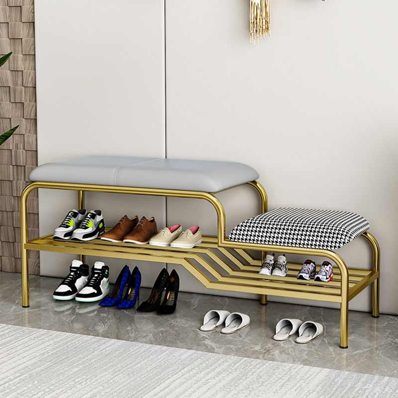17" H Modern Metal Seating Bench Cushioned Entryway Bench with Legs Clearhalo 'Benches' 'Chairs & Seating' 'furn' 'furn_benches' 'Furniture' 'Living Room Furniture' 1200x1200_a7f490ab-6b21-4554-8e3a-c56efe43d25f