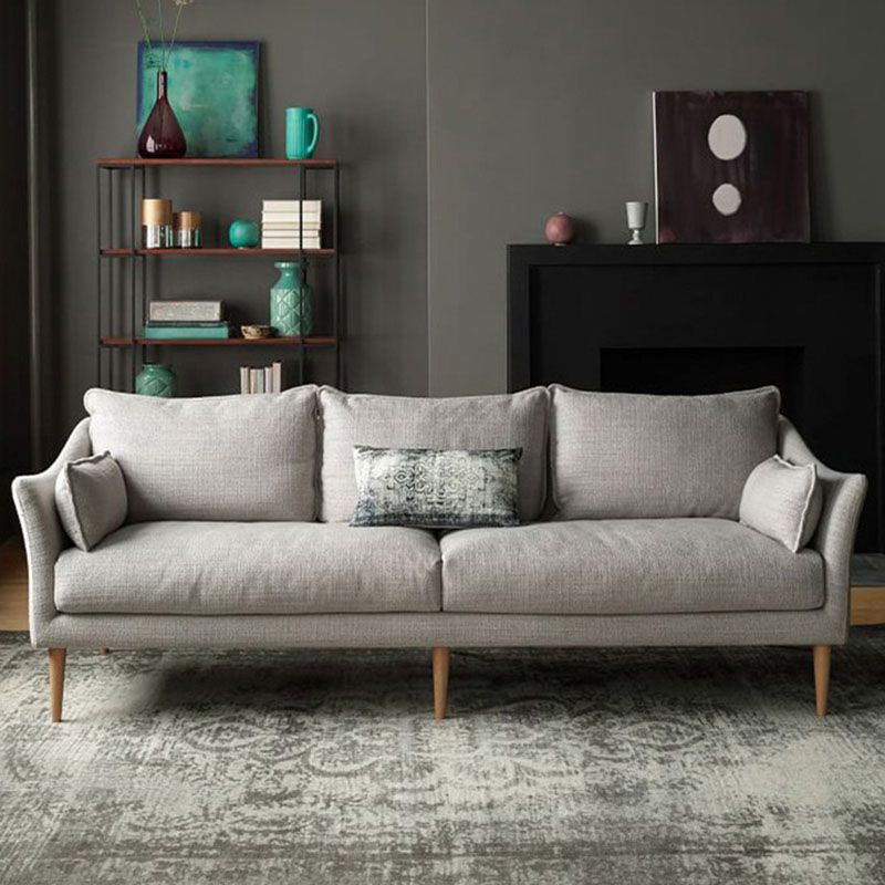 Charles of London Sofa moderne 3-zits stoffen stoffen bank met houten benen