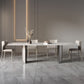 Modern Rectangle Dining Table Stone Top Table with Stainless Steel Sled Base Clearhalo ' dining_table' 'Dining Tables & Seating' 'Dining Tables' 'furn' 'furn_dining_table' 'Furniture' 'furniture_dining_table' 'Kitchen & Dining Furniture' 'kitchen&dining_furn' 'kitchen' 'kitchen_dining_table' 1200x1200_a7f55b53-56a7-4915-b489-67b4cd45f326
