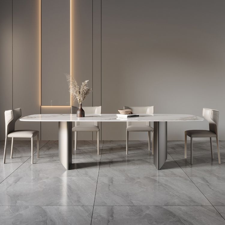 Modern Rectangle Dining Table Stone Top Table with Stainless Steel Sled Base Clearhalo ' dining_table' 'Dining Tables & Seating' 'Dining Tables' 'furn' 'furn_dining_table' 'Furniture' 'furniture_dining_table' 'Kitchen & Dining Furniture' 'kitchen&dining_furn' 'kitchen' 'kitchen_dining_table' 1200x1200_a7f55b53-56a7-4915-b489-67b4cd45f326