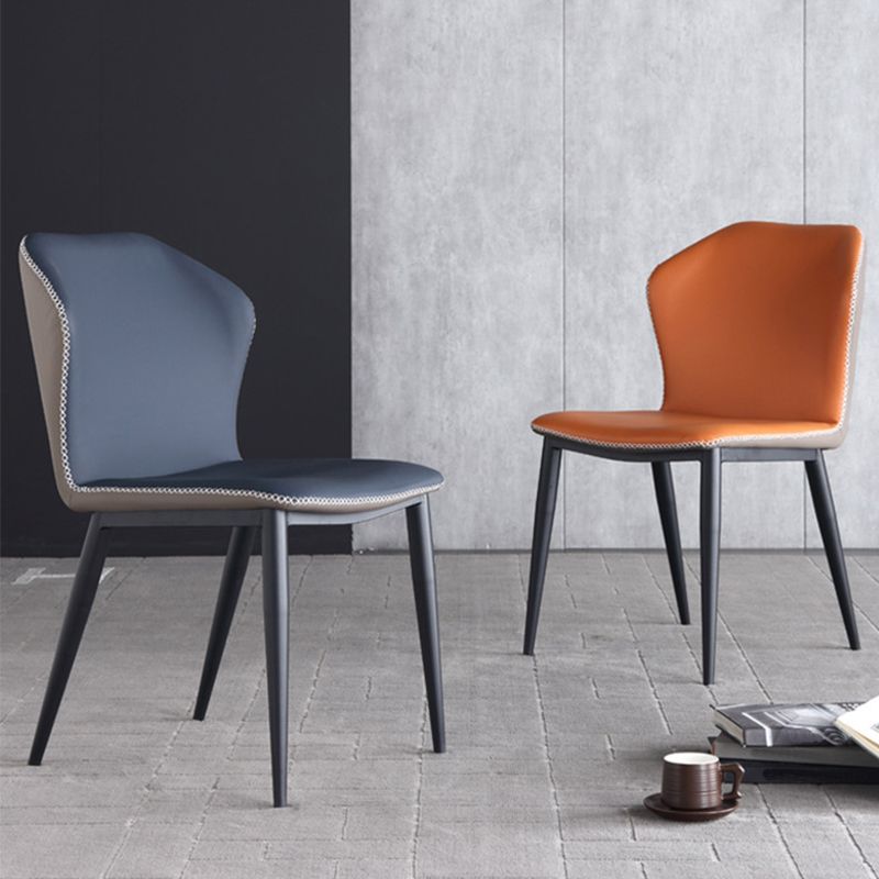 Industrial Design Wingback Armless Chairs Faux Leather Side Chair Clearhalo 'Dining Chairs' 'Dining Tables & Seating' 'dining_chair' 'furn' 'furn_dining_chair' 'Furniture' 'Kitchen & Dining Furniture' 1200x1200_a7f681c4-b133-40a7-af4b-a54d83f07be1