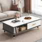Contemporary 4 Legs Coffee Table Stone Cocktail Table with Storage Drawer