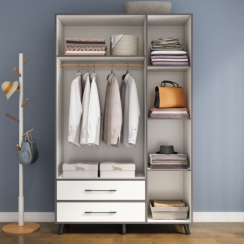 Wooden Wardrobe Closet With Shelves Contemporary Wardrobe Armoire Clearhalo 'Armoires & Wardrobes' 'armoires_wardrobes' 'Bedroom Furniture' 'furn' 'furn_armoires_wardrobes' 'Furniture' 1200x1200_a7f87072-4aa2-4196-8138-d07713cb9ee4