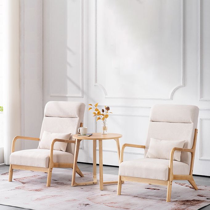 Solid Wood Side Chair Removable Slipcover Lounge Chair for Living Room