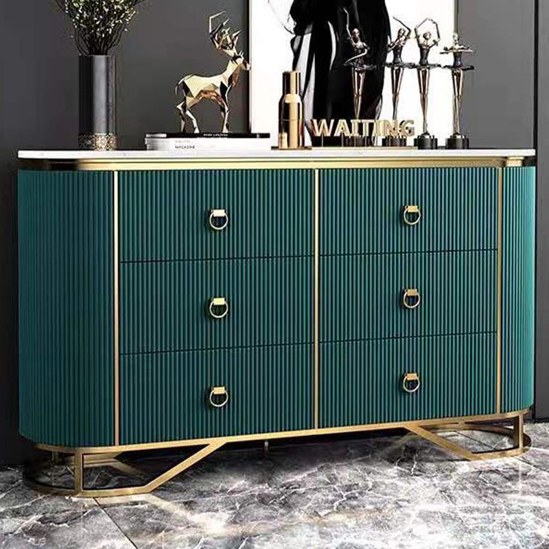 Sideboard in stile glam con tavolo da tavolo a buffet a 6 cassetti per la sala da pranzo