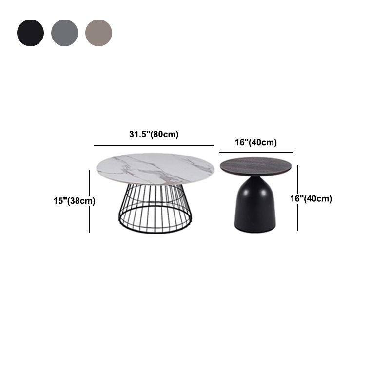 Tavolino minimalista top in pietra rotonda 2 pezzi tavolo da cocktail