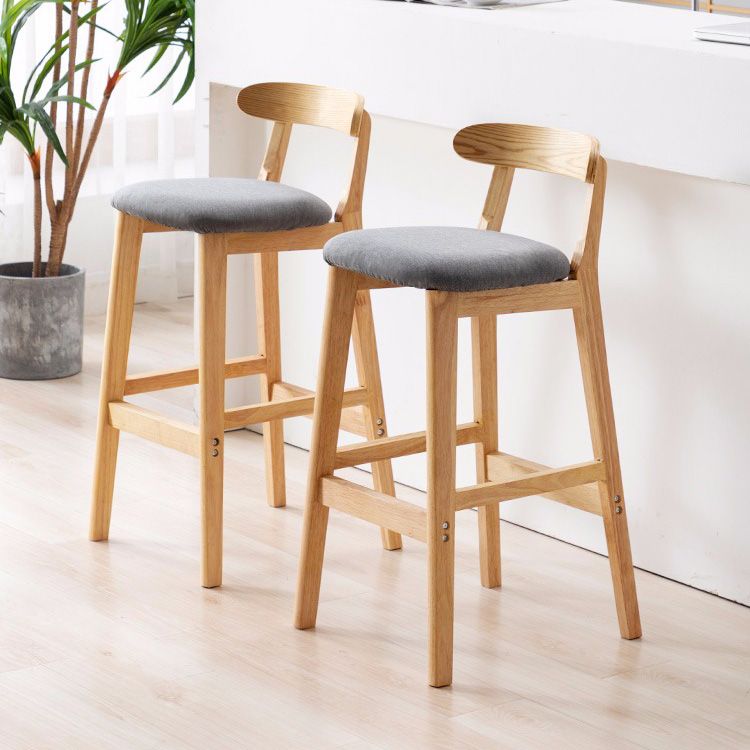 Scandinavian Milk Tea Shop Rubberwood Stool Matte Finish Upholstered Bar Stools Clearhalo 'Bar Furniture' 'Bar Stools' 'bar_stools' 'furn' 'furn_bar_stools' 'Furniture' 'furniture_bar_stools' 'Kitchen & Dining Furniture' 1200x1200_a7fd4d45-5666-4242-83b4-fcc559ed0b3b