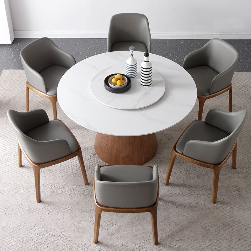 Round Sintered Stone Dining Table Stone Table in White with Pedestal Clearhalo 'Dining Tables & Seating' 'Dining Tables' 'dining_table' 'furn' 'furn_dining_table' 'Furniture' 'Kitchen & Dining Furniture' 1200x1200_a7fe1dfb-c8bd-489c-bd35-ea3469c5ef8b