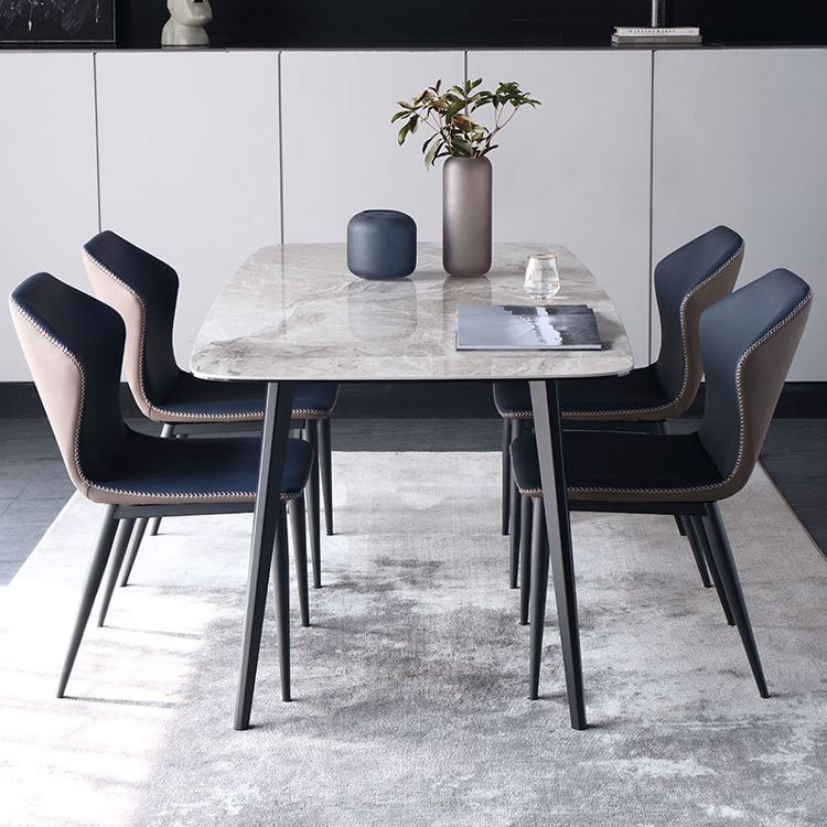 Designer Style Sintered Stone Dining Set Rectangle 1/4/5/7 Pieces Dining Room Table Set Clearhalo 'Dining Room Sets' 'Dining Tables & Seating' 'dining_room_set' 'furn' 'furn_dining_room_set' 'Furniture' 'furniture_dining_room_set' 'Kitchen & Dining Furniture' 1200x1200_a7fe1f27-86ea-4ec9-b443-b4c1e341fcb1