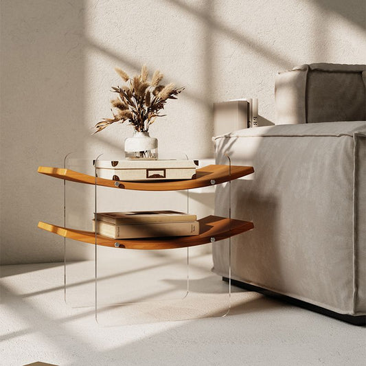 19.29" Tall Solid Wood End Table Natural Sled Accent Side Table