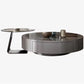 Modern Gray Cocktail Table Round Glass /  Slate Coffee Table
