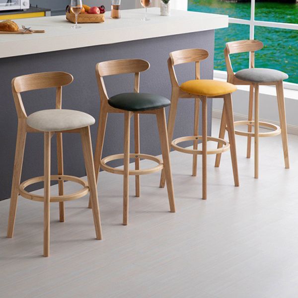Scandinavian Rubberwood Home Stool Matte Finish Upholstered Bar Stools Clearhalo 'Bar Furniture' 'Bar Stools' 'bar_stools' 'furn' 'furn_bar_stools' 'Furniture' 'furniture_bar_stools' 'Kitchen & Dining Furniture' 1200x1200_a8013982-860b-4f42-ad2c-4aacb5797f33