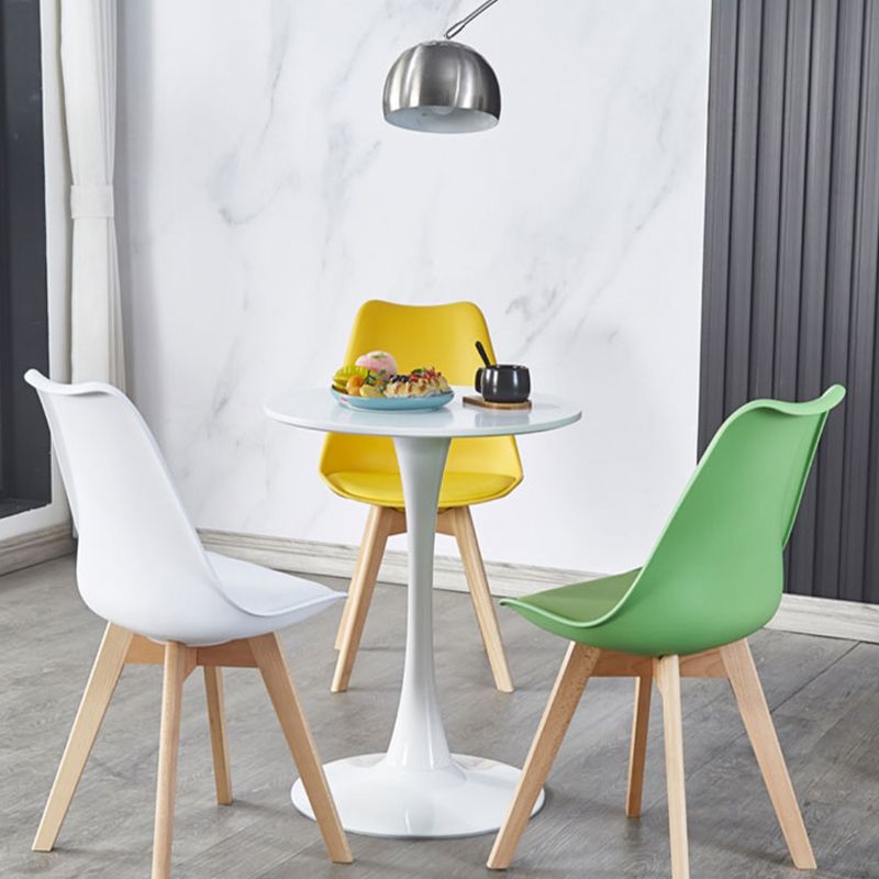 Mesa de madera moderna para mesa redonda de restaurantes con pedestal de metal