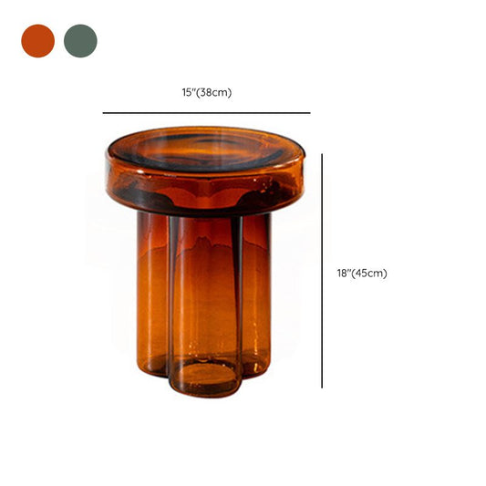 Modern Glass Coffee Table with Round Top and One Foot for Living Room