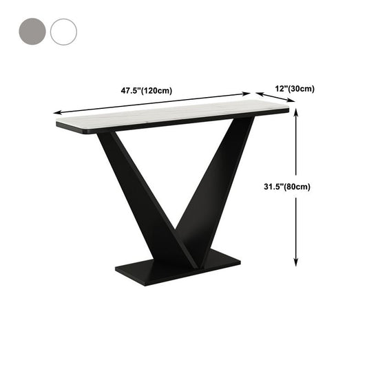 Mesa de consola rectangular contemporánea con base de pedestal de hierro negro para Hall