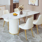 Contemporary Dining Table Sintered Stone Dining Table with Double Pedestal for Dining Clearhalo ' dining_table' 'Dining Tables & Seating' 'Dining Tables' 'Furniture' 'furniture_dining_table' 'Kitchen & Dining Furniture' 'kitchen&dining_furn' 'kitchen' 'kitchen_dining_table' 1200x1200_a8057075-a442-4930-9a12-ff43773b29ac
