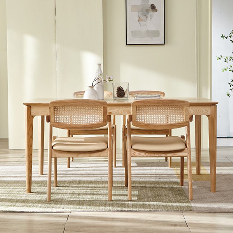 Traditional Dining Accent Chair Solid Wood and Faux Leather Arm Chair