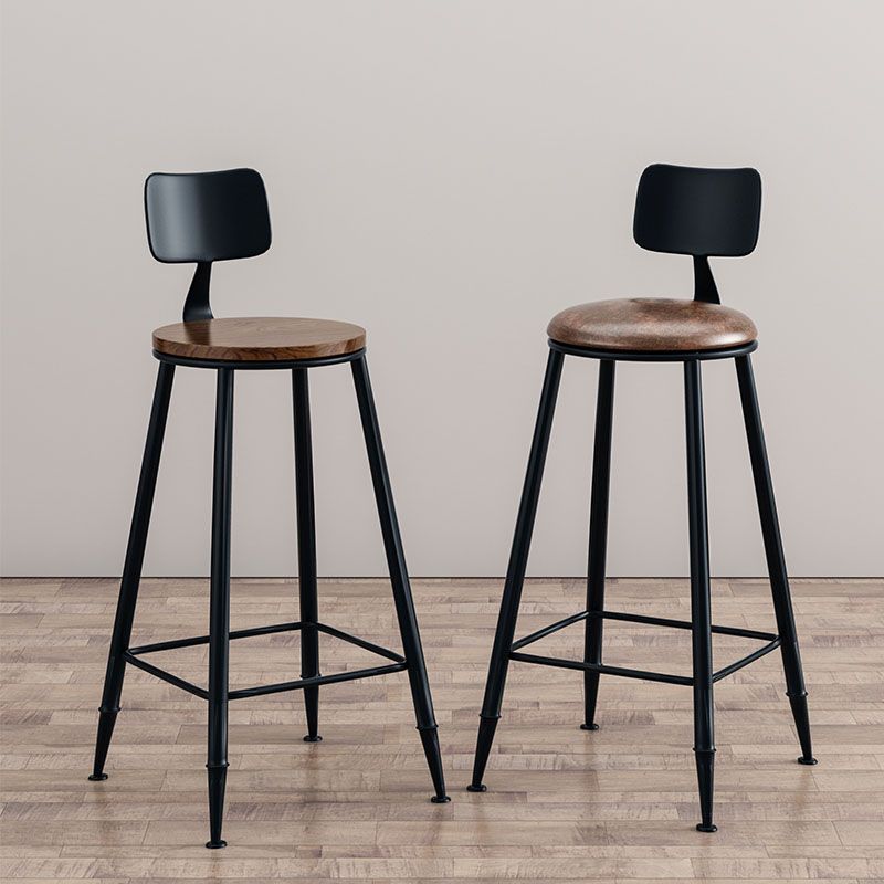 Industrial Low Back Coffee Shop Stool Matte Finish Iron Bar Stool Clearhalo 'Bar Furniture' 'Bar Stools' 'bar_stools' 'furn' 'furn_bar_stools' 'Furniture' 'furniture_bar_stools' 'Kitchen & Dining Furniture' 1200x1200_a806af86-9d55-4f21-ac8b-e90a9bb297eb