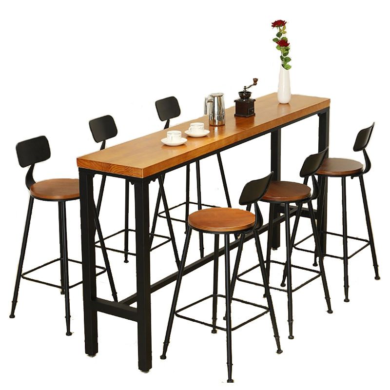 Modern Style Brown Bar Table Pine Wood and Iron Coffee Shop Bar Table Clearhalo 'Bar Furniture' 'Bar Tables' 'bar_tables' 'furn' 'furn_bar_tables' 'Furniture' 'furniture_bar_tables' 'Kitchen & Dining Furniture' 'kitchen&dining_furn' 'kitchen' 1200x1200_a8082d64-702b-4ce0-a14b-e7eba7b69acd