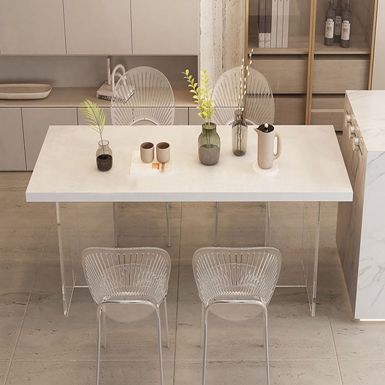 Acrylic Base Double Pedestal Table Modern Rectangle Dinner Table Kitchen Home Clearhalo 'Dining Tables & Seating' 'Dining Tables' 'dining_table' 'furn' 'furn_dining_table' 'Furniture' 'furniture_dining_table' 'Kitchen & Dining Furniture' 1200x1200_a80e9f53-d0b3-4239-8ab8-873f17d64ace