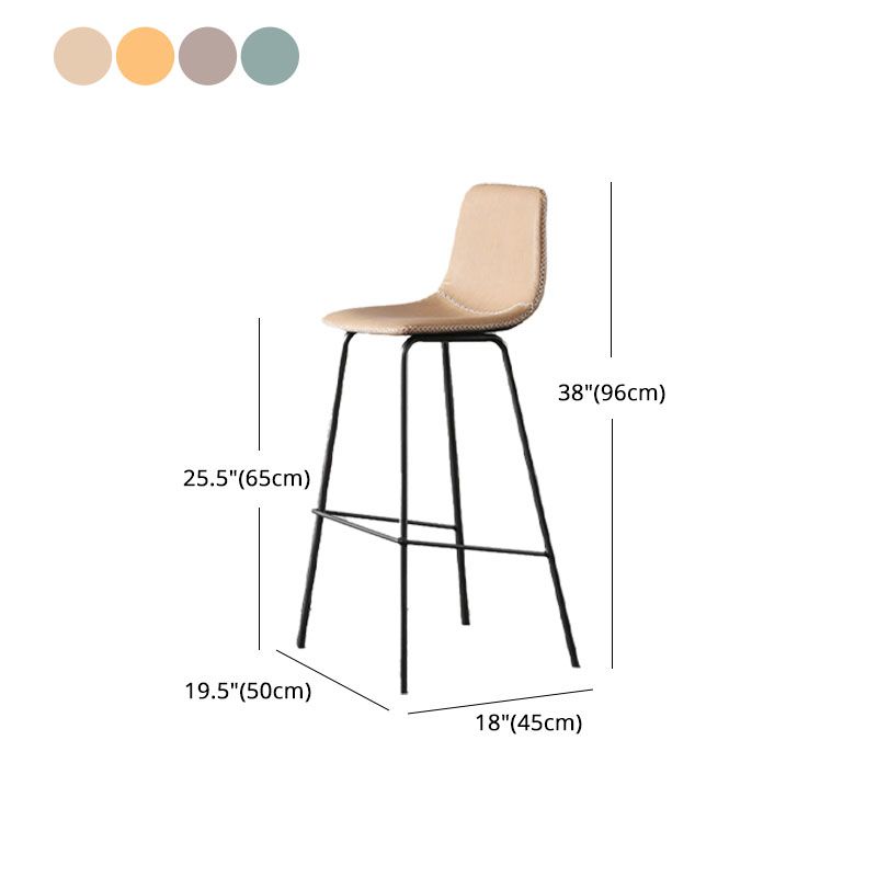 Nordic Backrest Counter Stool Iron Kitchen Bar Stool with Leather Cushion and Pedal Clearhalo 'Bar Furniture' 'Bar Stools' 'bar_stools' 'furn' 'furn_bar_stools' 'Furniture' 'furniture_bar_stools' 'Kitchen & Dining Furniture' 1200x1200_a80f1533-2095-4232-aade-541d6fe8dba1