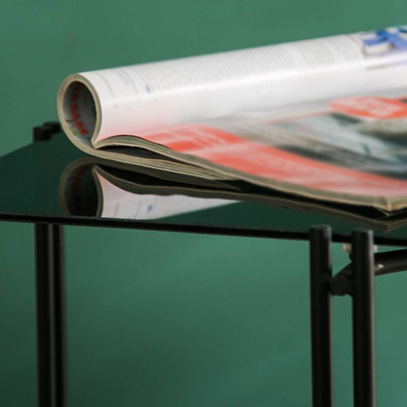 Tavolo da fascia alta a 4 gambe contemporanei tavolo di fascia alta vetro quadrata, 23,6 "di altezza