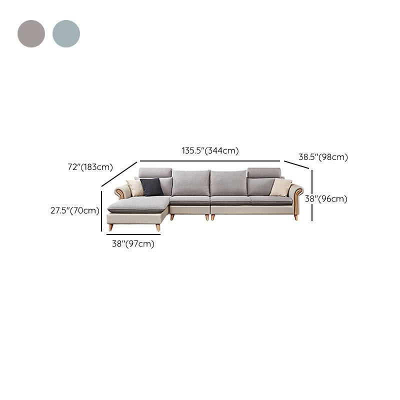 Sezionali di tessuto posteriore a cuscinetto svasato con un divano scandinavo con chaise