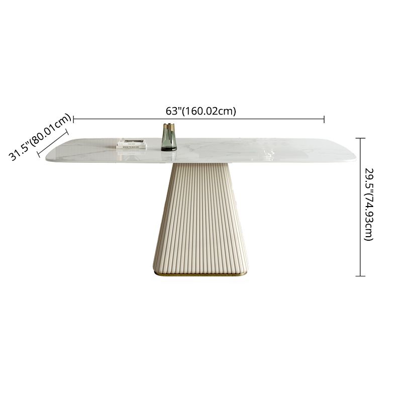 Modern Style Sintered Stone Dining Set with White Rectangle Shape Table and Pedestal Base Clearhalo 'Dining Room Sets' 'Dining Tables & Seating' 'dining_room_set' 'furn' 'furn_dining_room_set' 'Furniture' 'furniture_dining_room_set' 'Kitchen & Dining Furniture' 'kitchen&dining_furn' 'kitchen' 1200x1200_a810e6c5-bbf8-4d1b-93c5-b2a8b0b7b76e