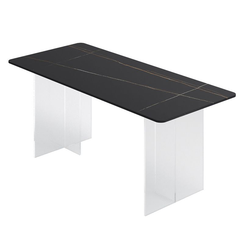 Modern Style Dining Table Rectangle Sintered Stone Dining Table with Acrylic Base Clearhalo ' dining_table' 'Dining Tables & Seating' 'Dining Tables' 'furn' 'furn_dining_table' 'Furniture' 'furniture_dining_table' 'Kitchen & Dining Furniture' 'kitchen&dining_furn' 'kitchen' 'kitchen_dining_table' 1200x1200_a8117ab0-bfe3-4886-a051-06341a047681