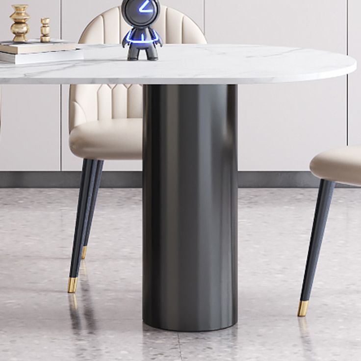 Modern Style Dining Table White Sintered Stone Dining Table with Black Base for Kitchen Clearhalo 'Dining Tables & Seating' 'Dining Tables' 'dining_table' 'furn' 'furn_dining_table' 'Furniture' 'furniture_dining_table' 'Kitchen & Dining Furniture' 'kitchen' 'kitchen_dining_table' 1200x1200_a812c7e0-1b15-418a-87e2-d69dc1df4dd0