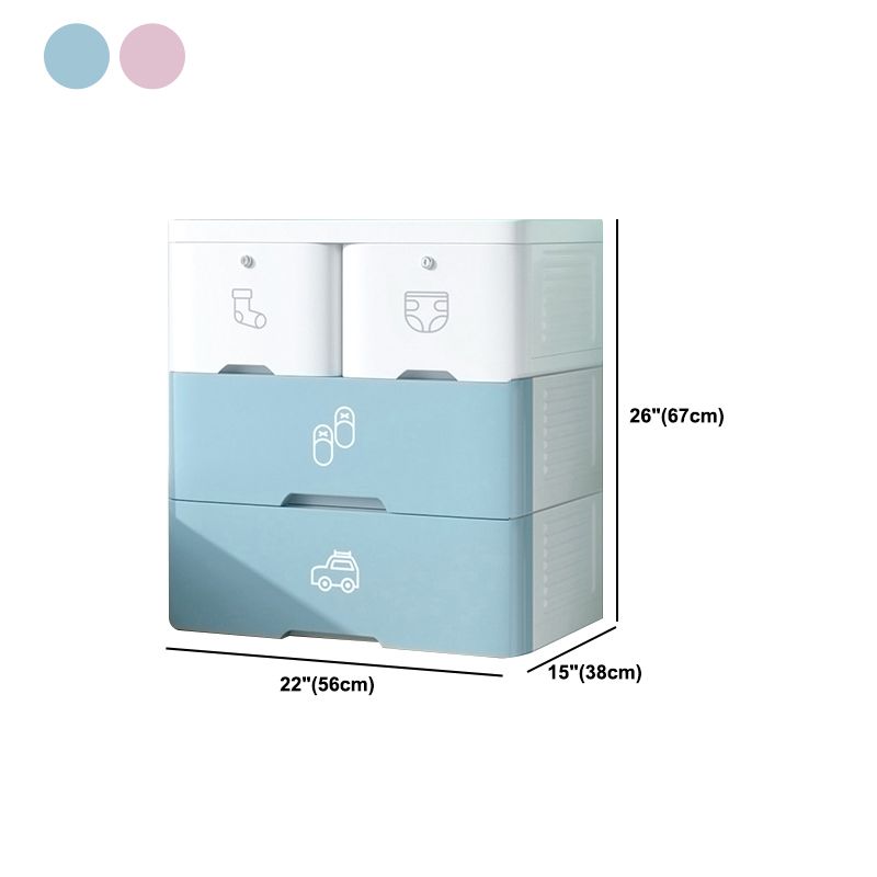 Pink and Blue Non-Hanging Armoire Modern Plastic Storage Cabinet with Drawers Clearhalo 'Armoires & Wardrobes' 'armoires_wardrobes' 'Bedroom Furniture' 'furn' 'furn_armoires_wardrobes' 'Furniture' 1200x1200_a8138f86-9043-4a85-9eac-5a1660240b8c