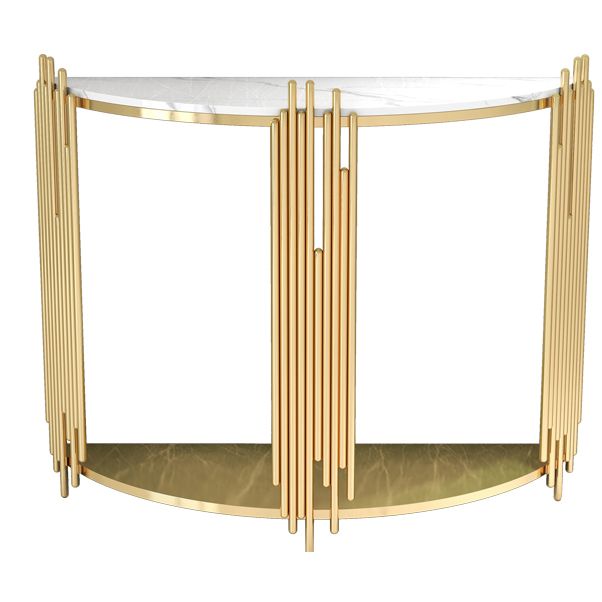 Tabla de acento de consola glamorosa Tabla de sofá de acabado antiguo con 2 estantes